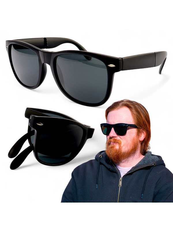 Óculos De Sol Wayfare Folding Dobrável Preto Fosco e Lente Preta